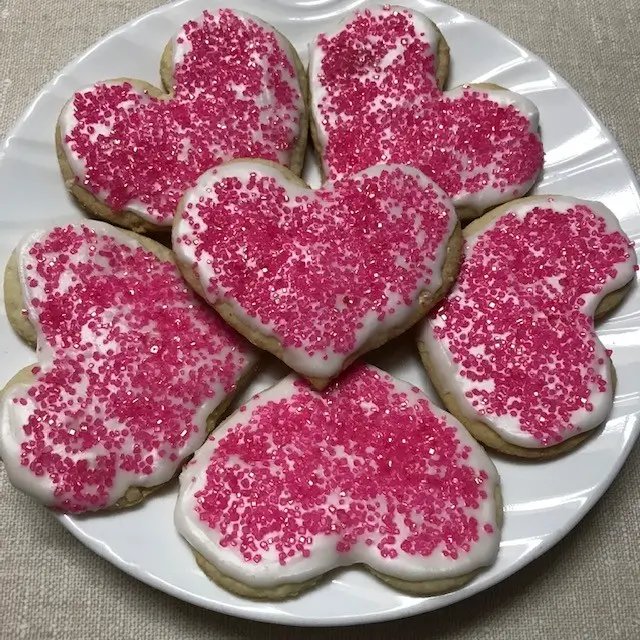 Pink Sprinkles Heart Shaped Sugar Cookies