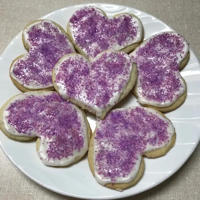 Purple Sprinkles Heart Shaped Sugar Cookies