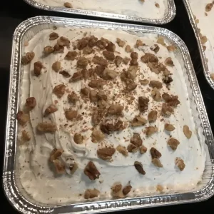 Lower Fat Banana Cake with Vanilla Frosting & Walnuts